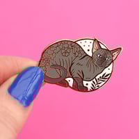 Image 2 of Bambino sphynx cat, enamel pin - floral pin - sphynx cat - hairless cat - lapel pin badge
