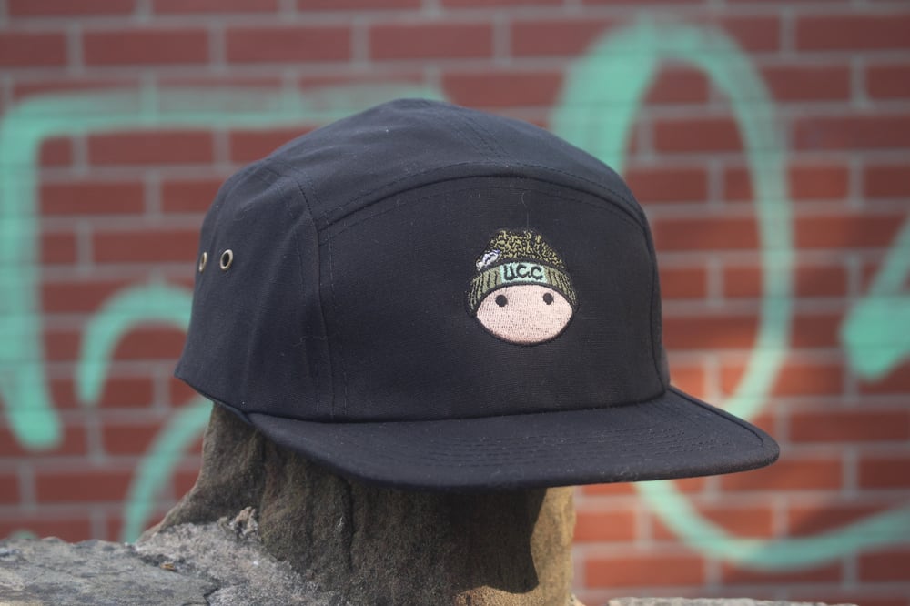 Ucc Mascot Embroidered Black Five Panel Cap