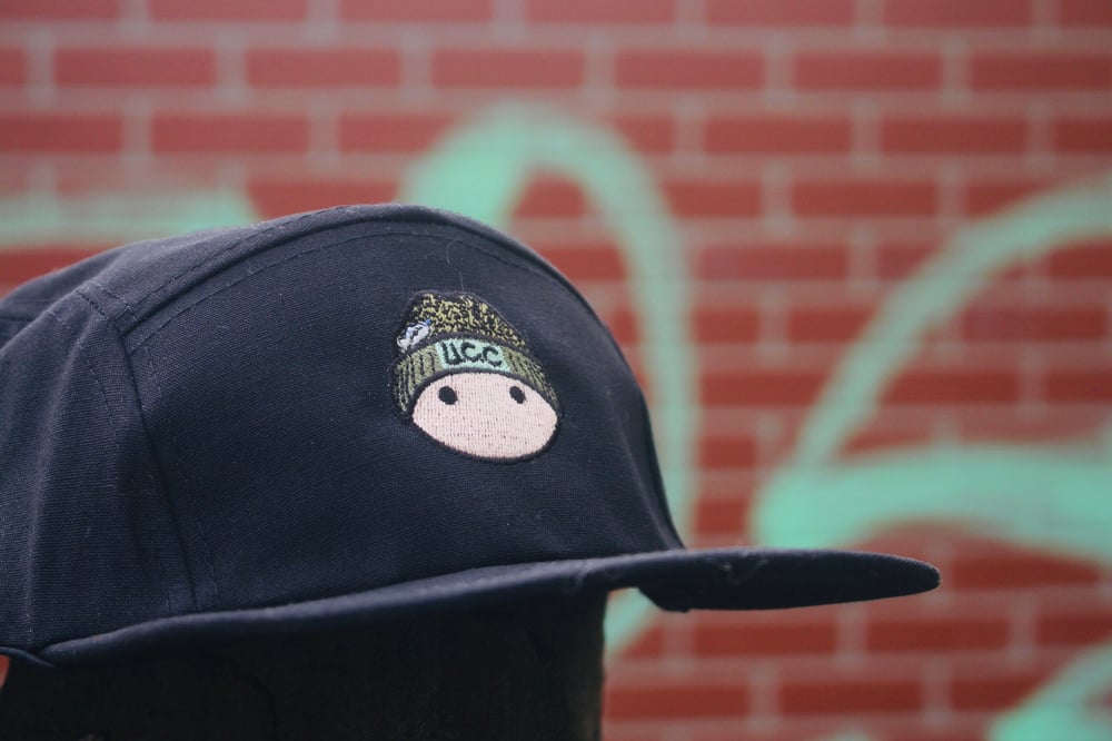 Ucc Mascot Embroidered Black Five Panel Cap