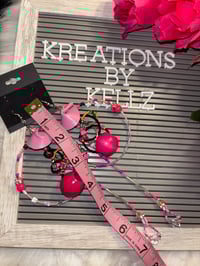 Image 4 of Pink Tie Medium Hoops