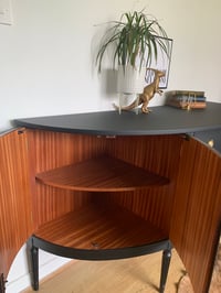 Image 5 of Bow fronted black & gold mahogany sideboard 