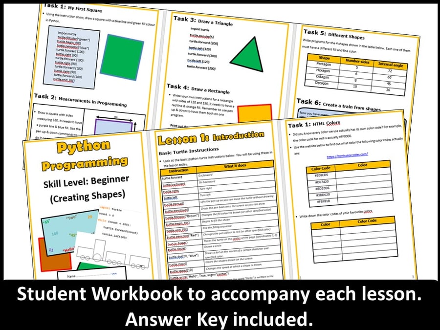 Image of Python Programming Coding Work Book - Creating Shapes: Skill Level - Beginner