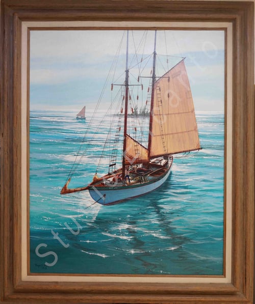 Image of Turtle Schooner at Anchor by Captain Roger C. Horton