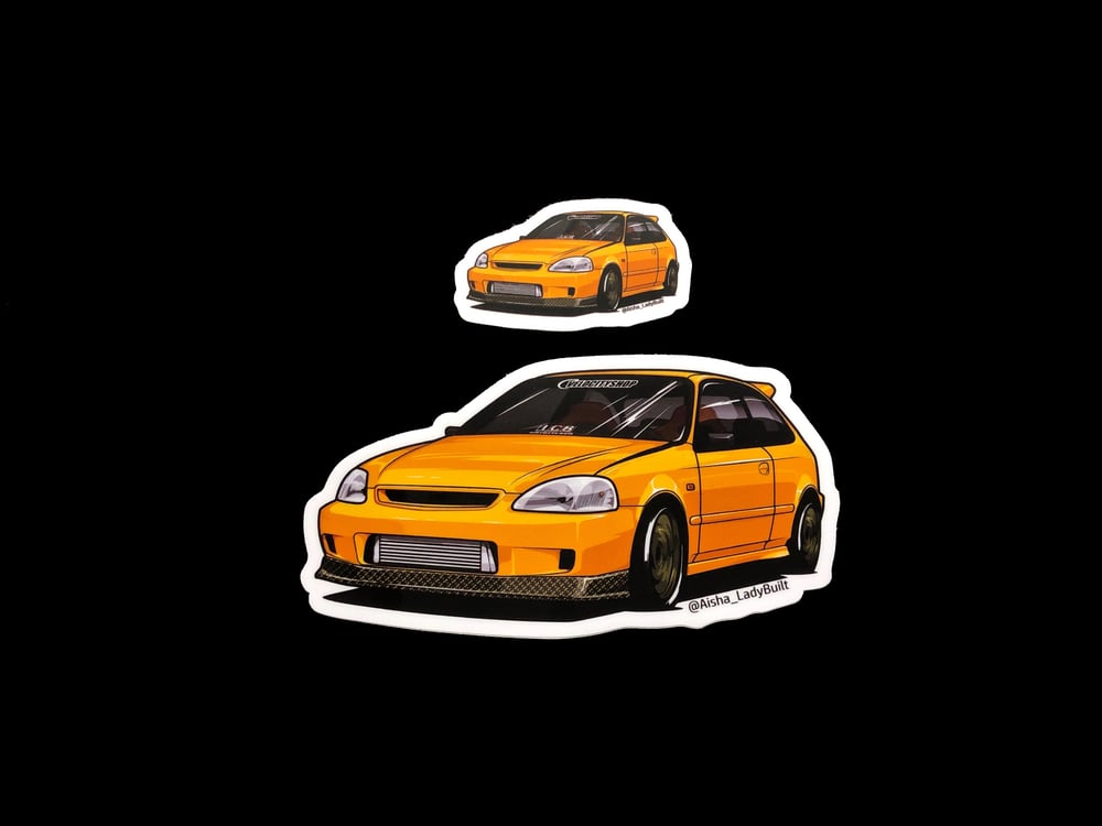 Image of Orange Civic Slap Sticker (Multiple Sizes)
