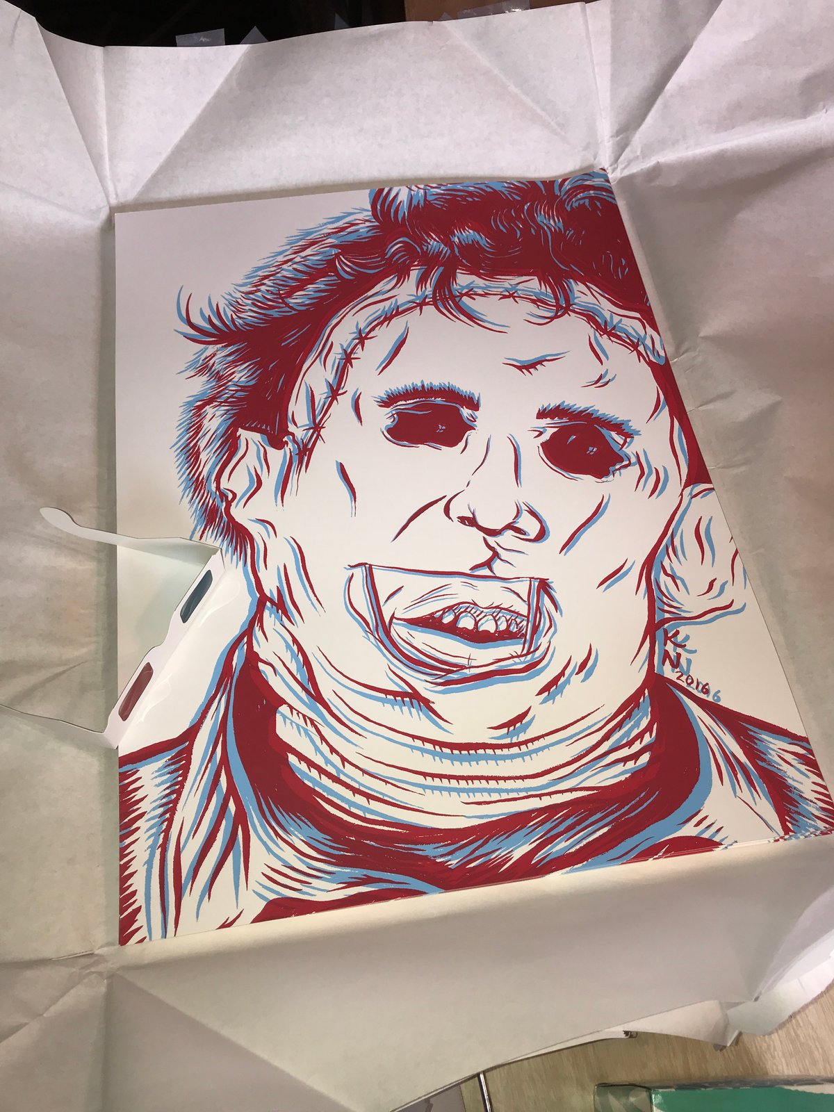 Image of Leatherface - 18x24 Red & Blue Ltd edition 3-D Print