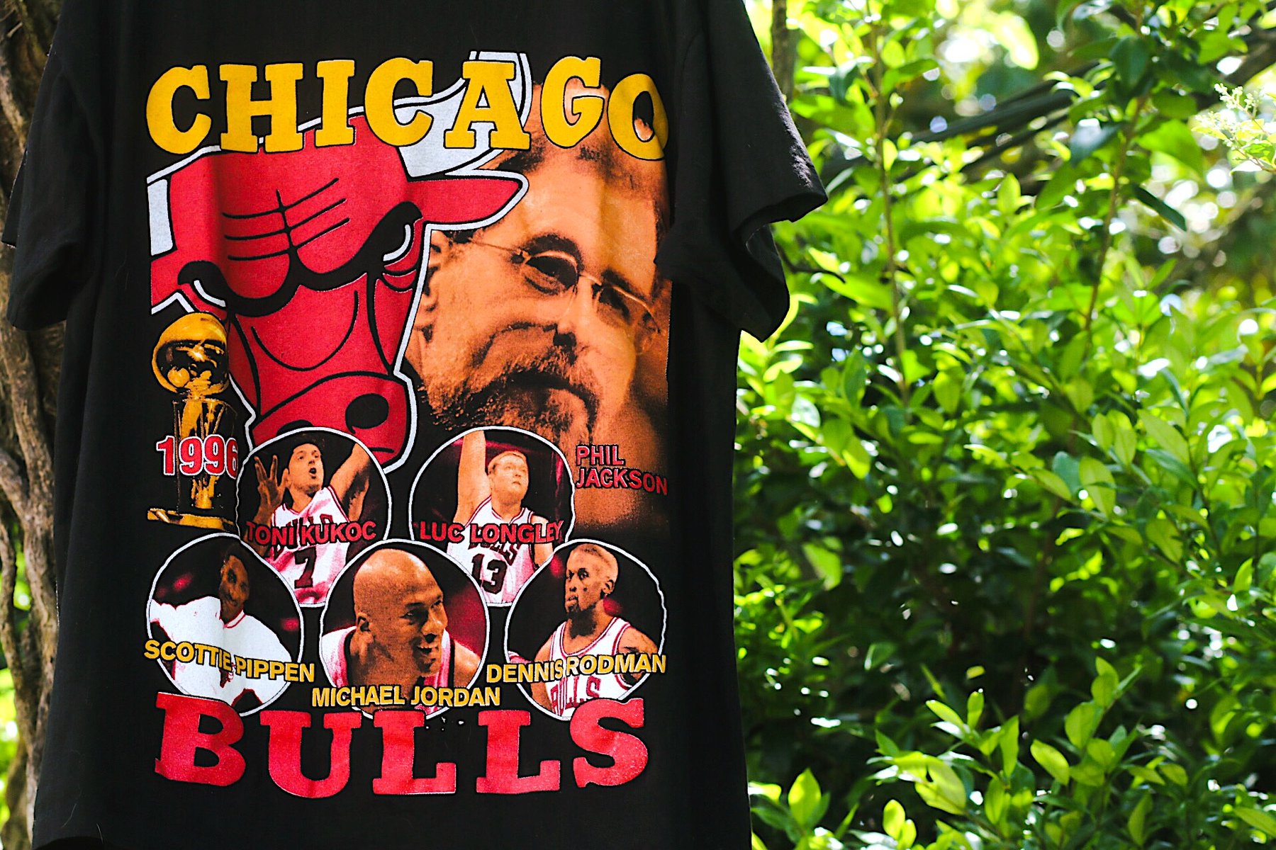 Standout Vintage — Rare 1996 Vintage CHICAGO BULLS 1996 NBA Champions  Deadstock Double-Sided Rap Tee Sz: Large