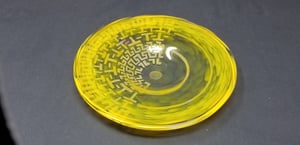 Image of Yellow plate with ancient Greek motif etching 