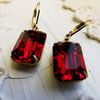 Ruby Earrings, Sparkly Old Hollywood Earrings, Wedding Bridal Jewelry