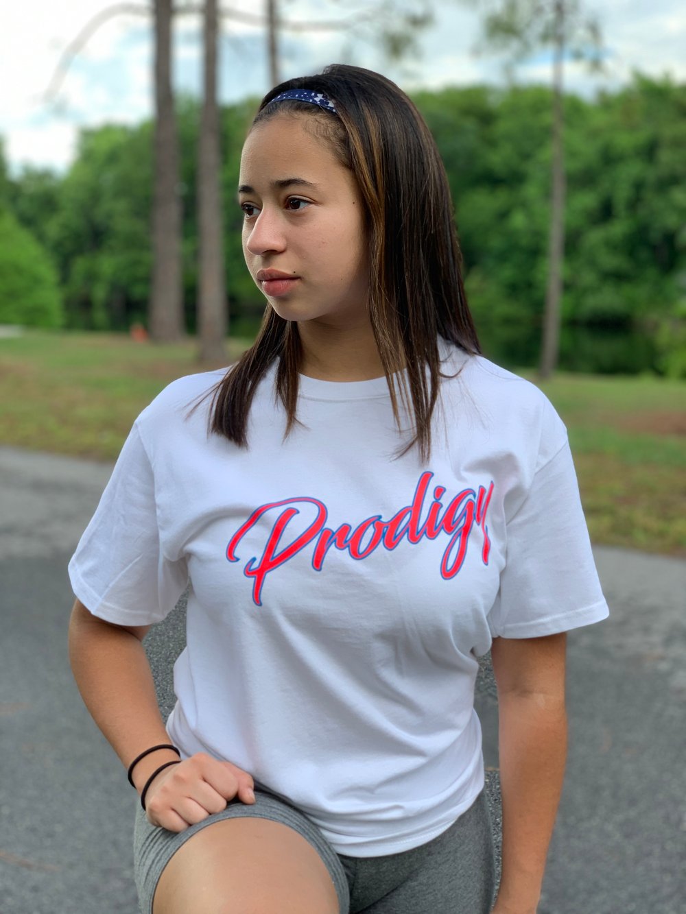 NEW PRODIGY SCRIPT MIAMI VICE WHITE T/S W/ NEON PINK AND ICE BLUE INK