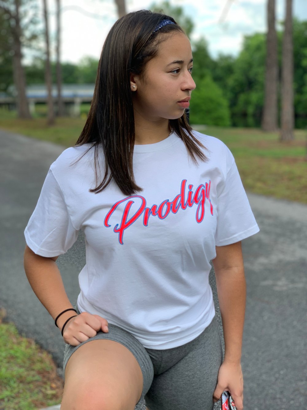 NEW PRODIGY SCRIPT MIAMI VICE WHITE T/S W/ NEON PINK AND ICE BLUE INK