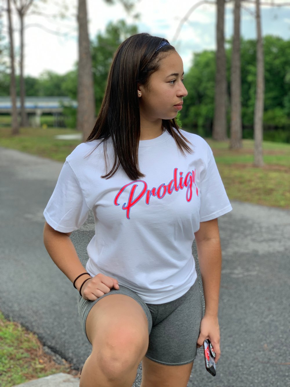 NEW PRODIGY SCRIPT MIAMI VICE WHITE T/S W/ NEON PINK AND ICE BLUE INK