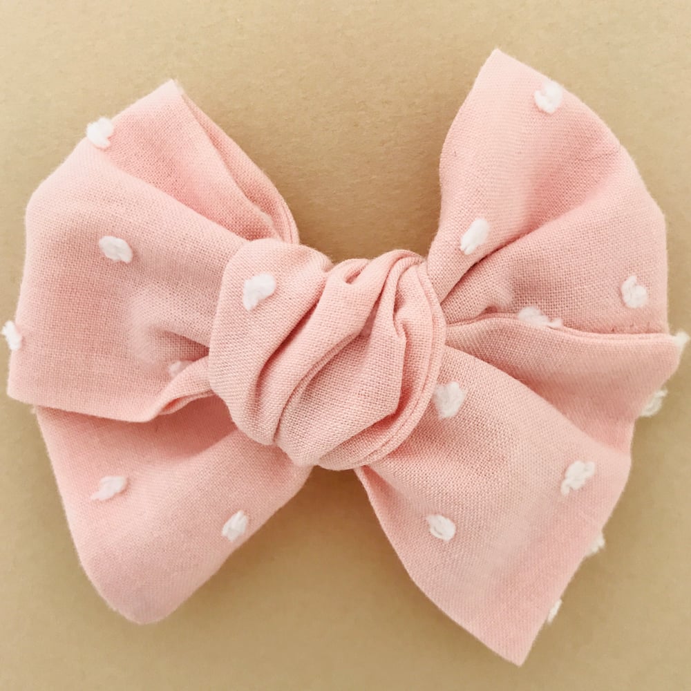 Image of Barrette voile de coton plumetis rose