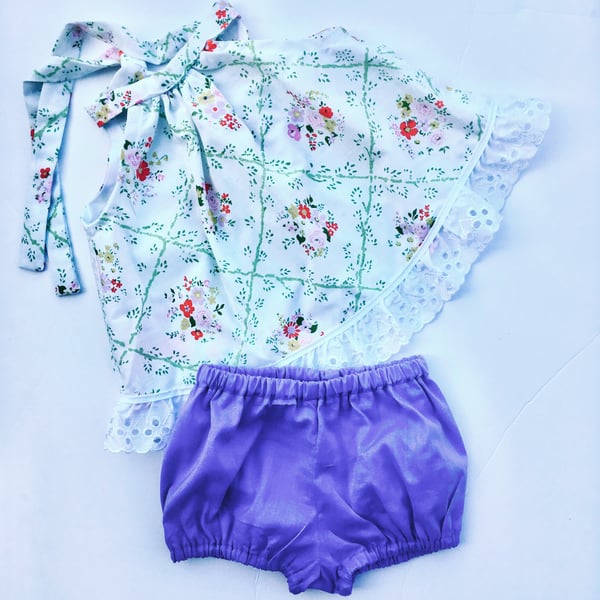 Image of Sale! Floral Top and Purple Bloomers
