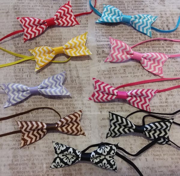 Image of ROCK BOTTOM BLOWOUT SALE - Chevron and Damask Skinny Ribbon Bow Headbands