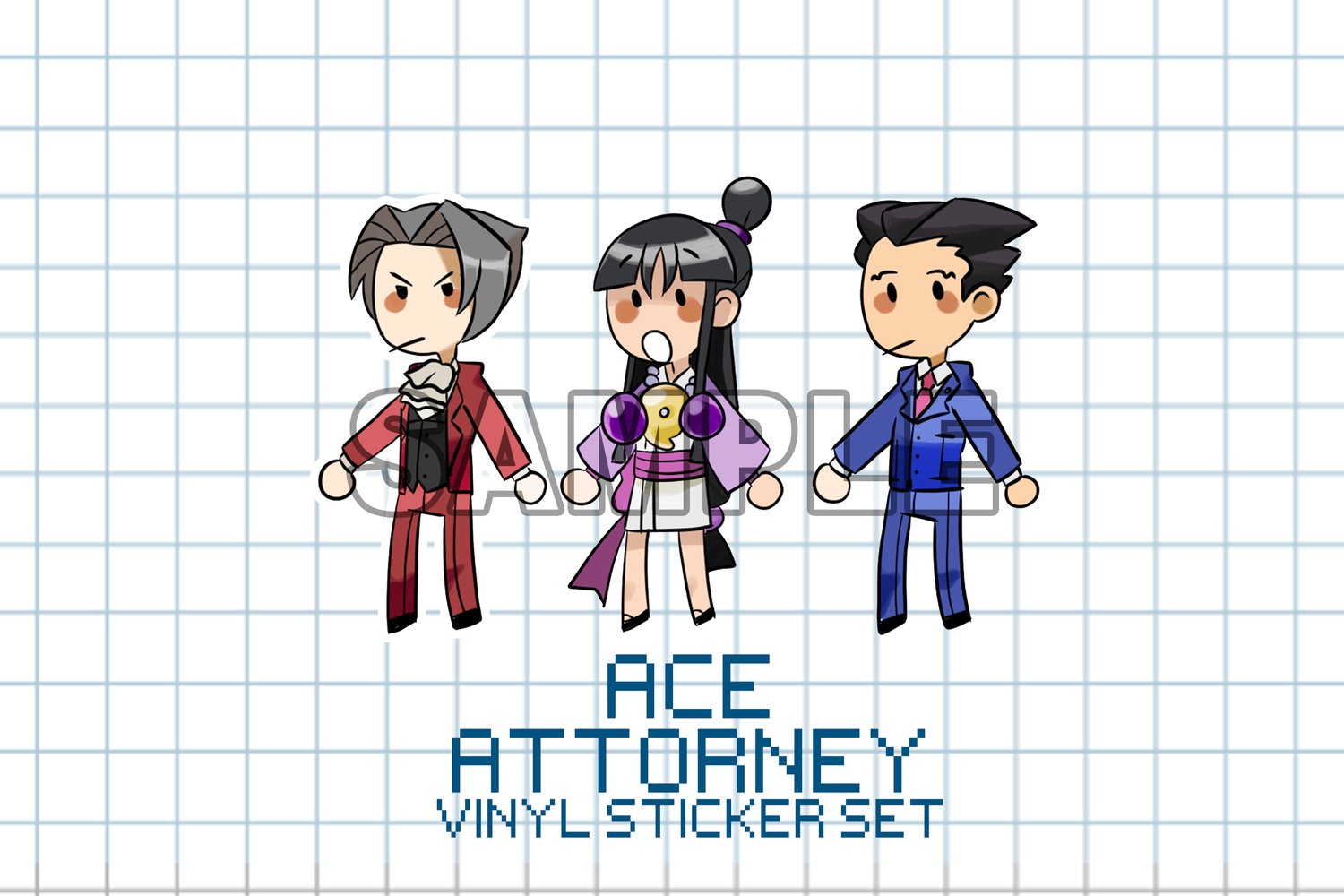 Image of ace attorney vinyl sticker set
