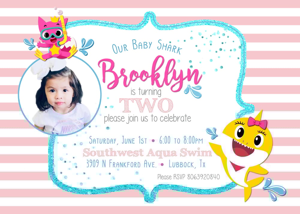 Paperfoxprints Baby Shark Birthday Invitation Paperfoxprints Baby Shark Birthday Invitation