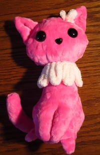 "Jester" Pink Dotted Sitting Cat Plush