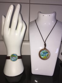 Wooden Necklace and Bracelet Set- Peacock