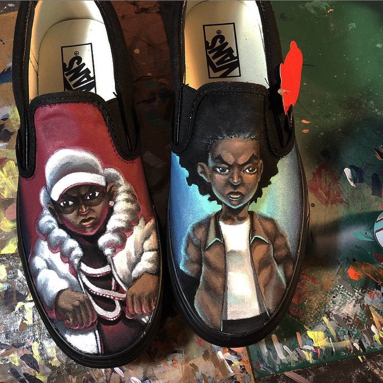 Image of Hand-Painted Huey and Riley Slip Ons