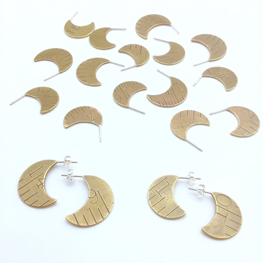 Image of Ruler crescent moon hoops ~sm or lg