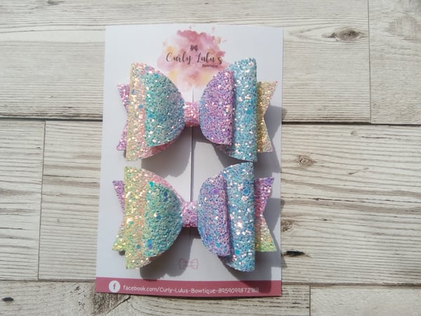 Image of Pastel rainbow double bows