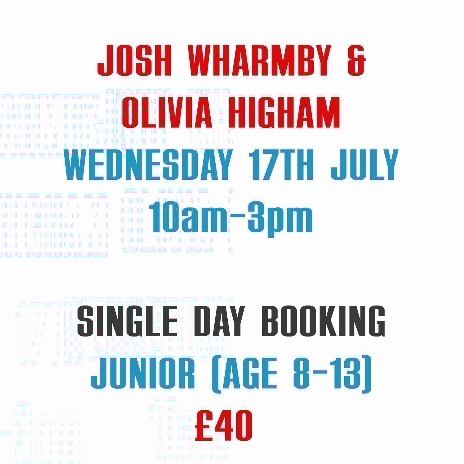 Image of Josh Wharmby & Olivia Higham - Junior Single Day