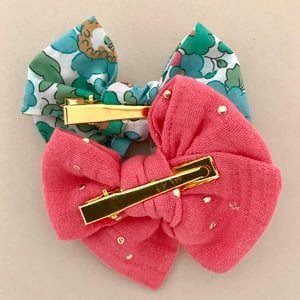 Image of Barrette double gaze corail