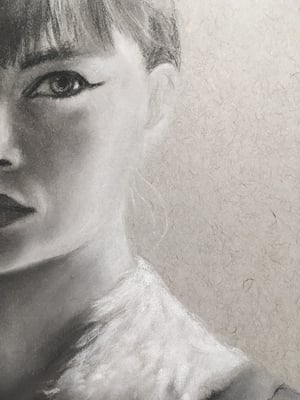 Image of Portrait sketch of Lacy Soto - Drawing on toned paper