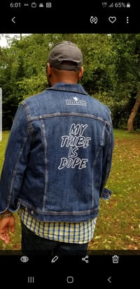 Image 4 of My Tribe Is Dope Unisex Denim Jacket