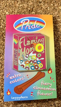Image 3 of "Flaming Hom-O's" Pride Cereal Enamel Pin 