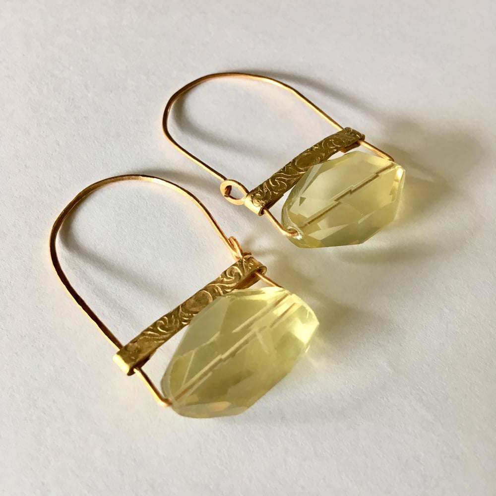 Image of Lemon Quartz Nugget Hoops