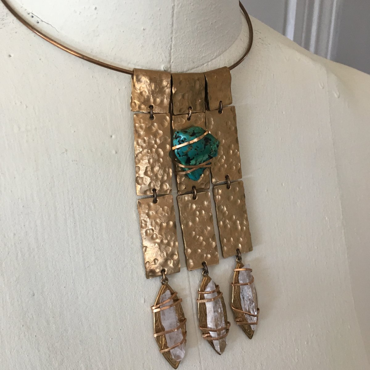 Image of Hammered Turquoise/Quartz Goddess 
