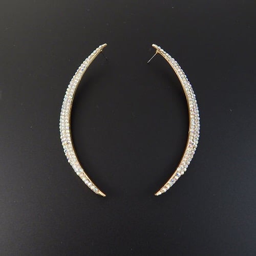 Image of Half Moon Crystal Pave’ Earrings