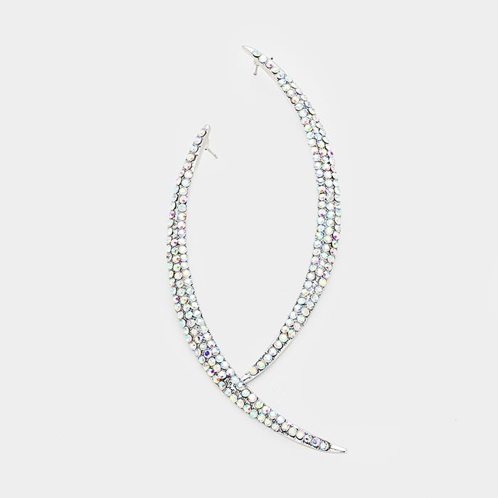 Image of Half Moon Crystal Pave’ Earrings