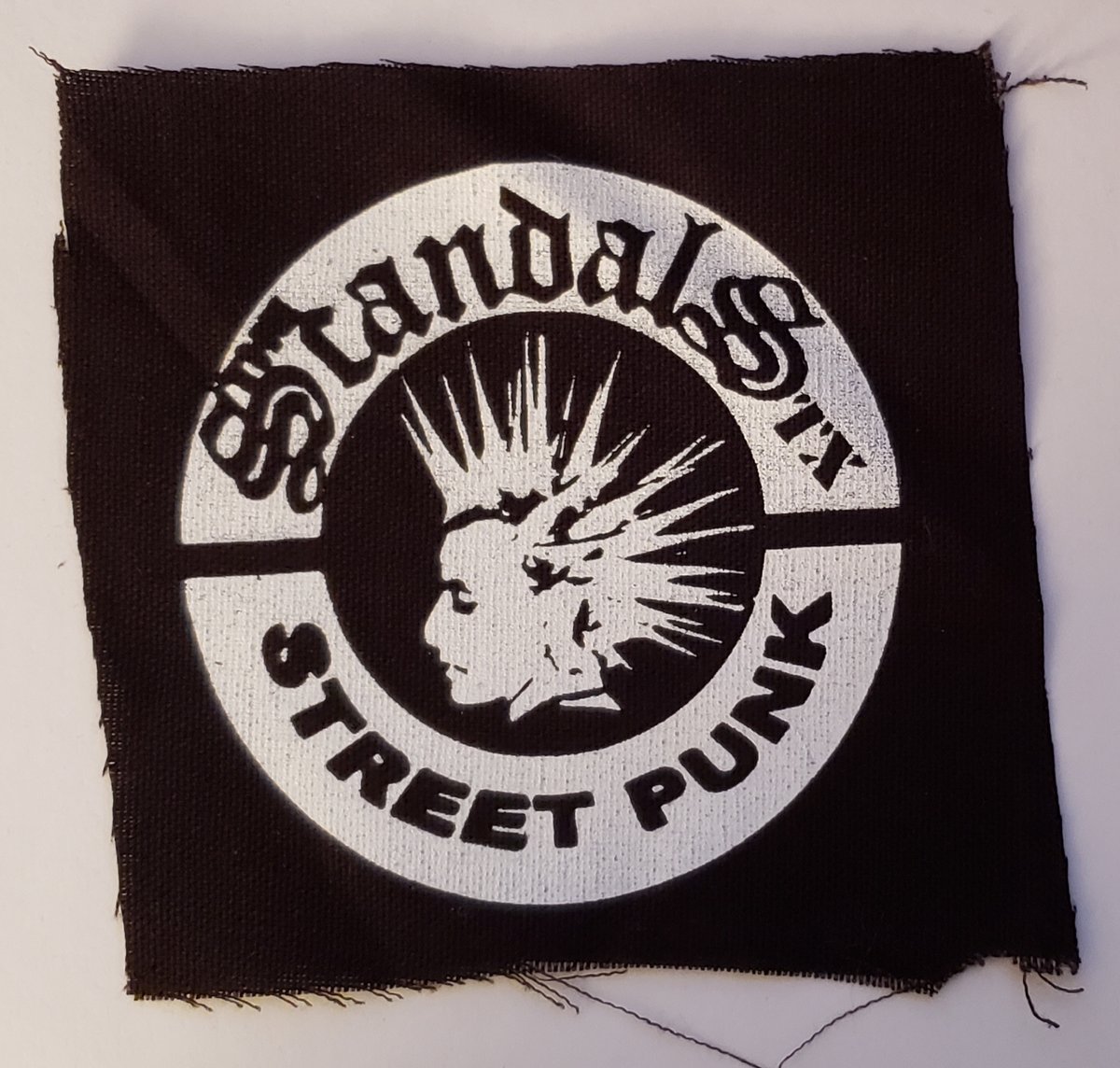 DIY hand printed patch roughy 4" x 4". Street punk logo printed o...