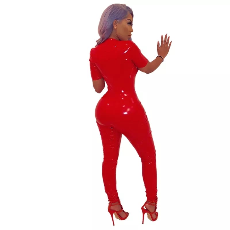 Pu leather  jumpsuit 