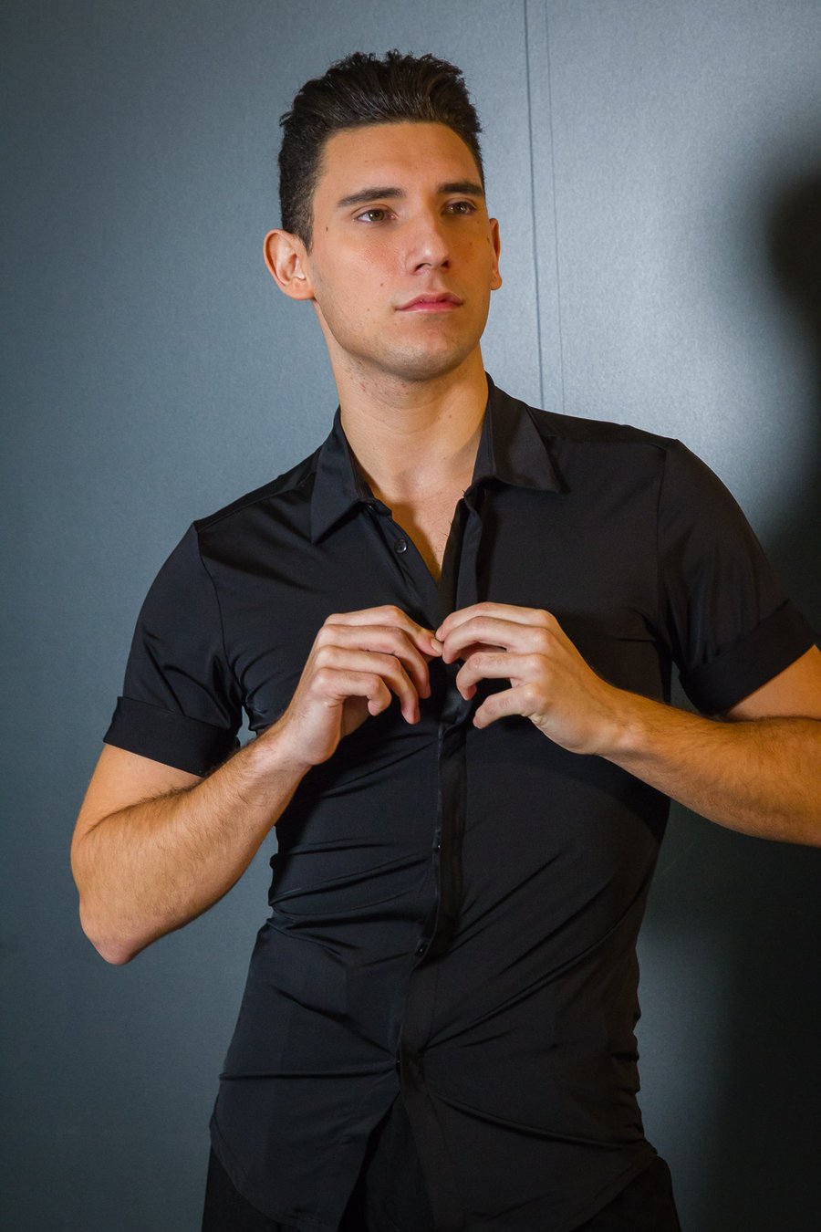 Image of Men's Stretch Short Sleeve Shirt E9436 Dancewear latin ballroom