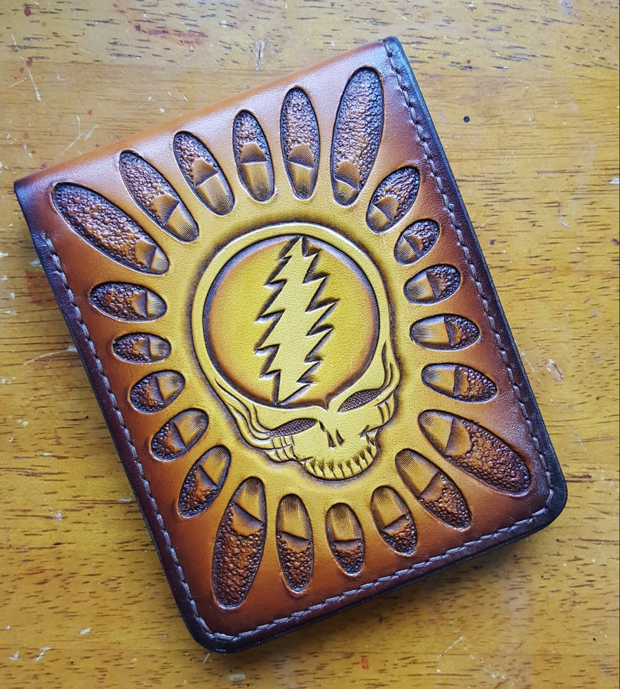 Image of Steal Your Face / 13 Point Bolt Handmade leather Billfold