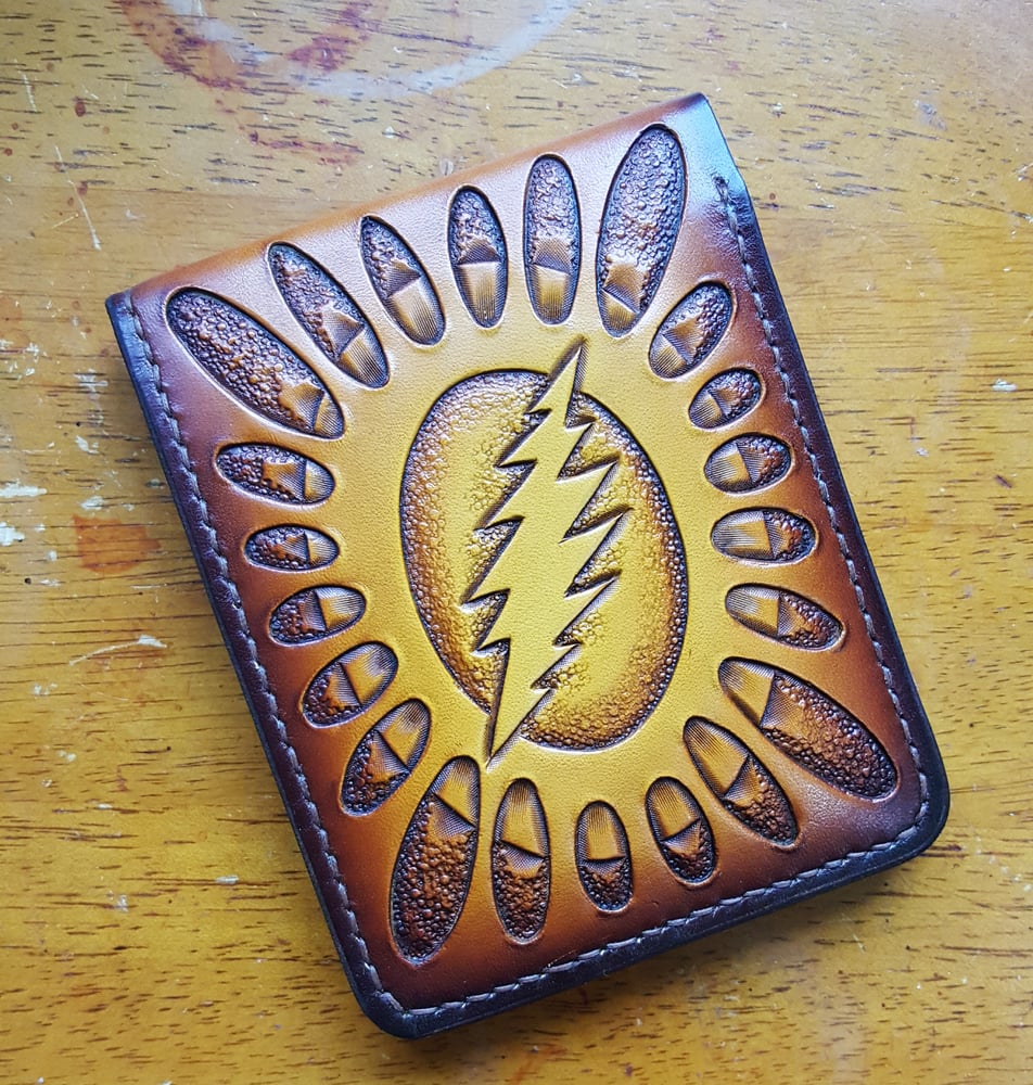 Image of Steal Your Face / 13 Point Bolt Handmade leather Billfold