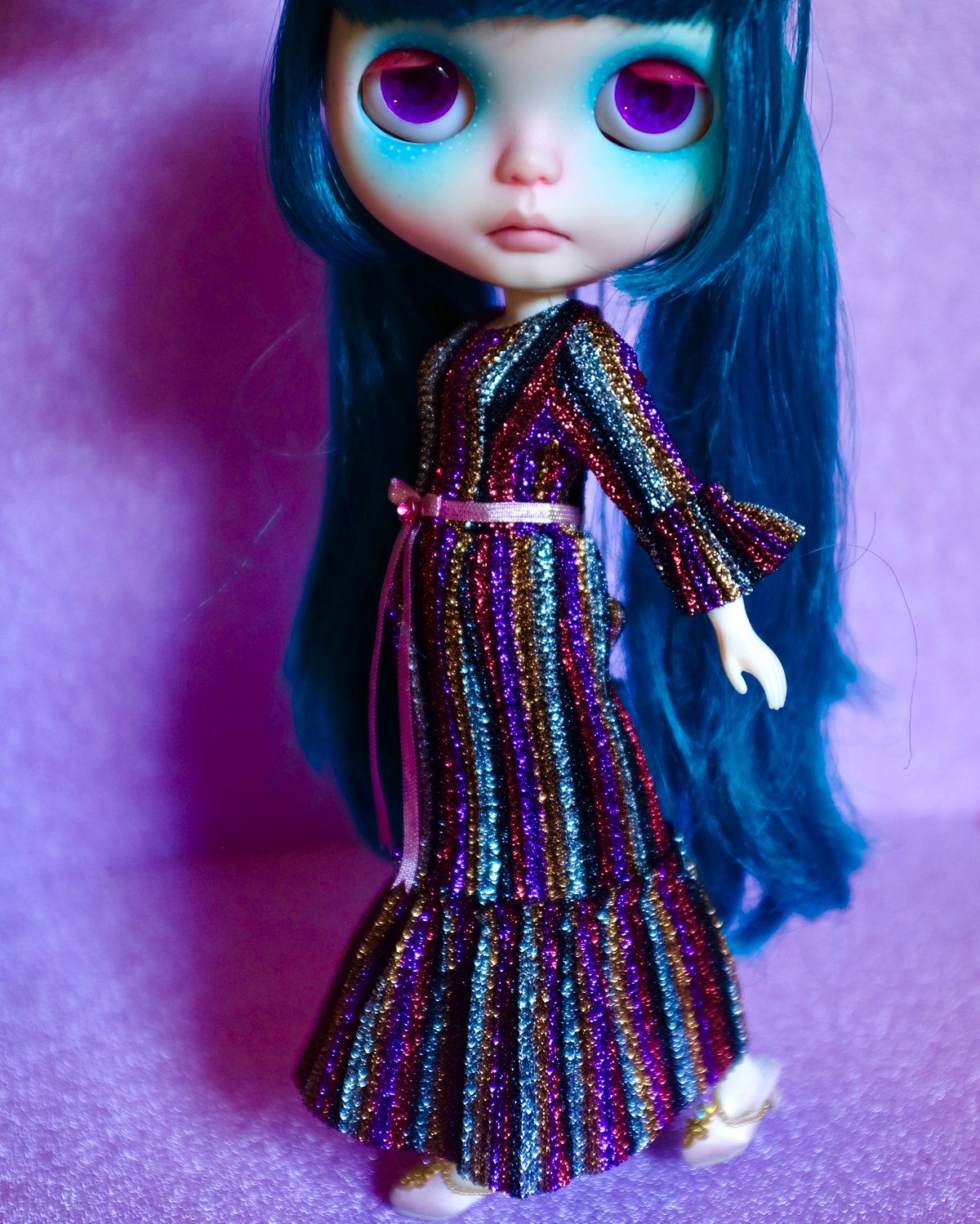 Image of LoungingLinda Susie Dress ~ Lurex Stripe