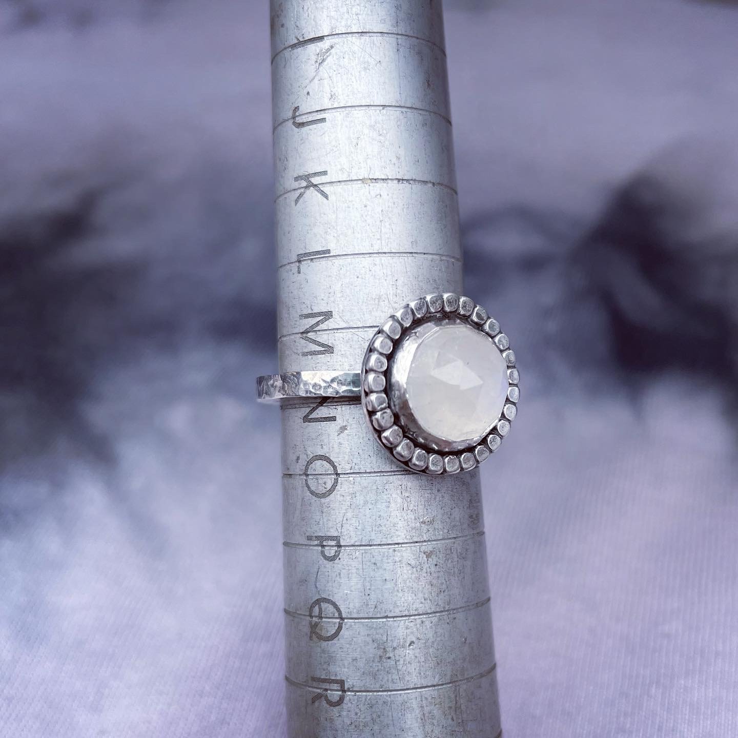 Image of Handmade Sterling Silver Faceted Moonstone Ring 