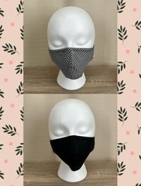 Image 3 of White and black stripe print 3 layer cotton face mask