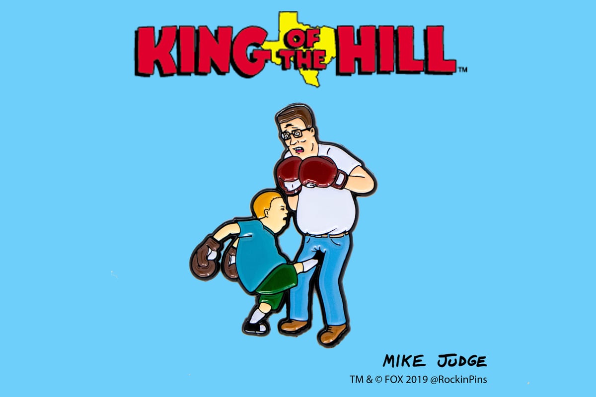 King of the Hill Bobby Kicking Hank Enamel Pin Rockin Pins