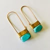 Faux Turquoise Hammered Hoops