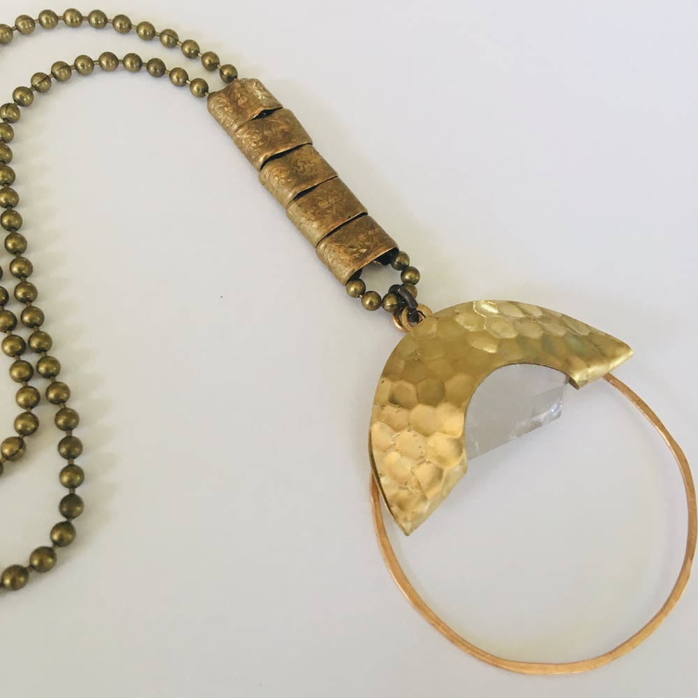 Image of Rock Crystal Crescent Necklace 