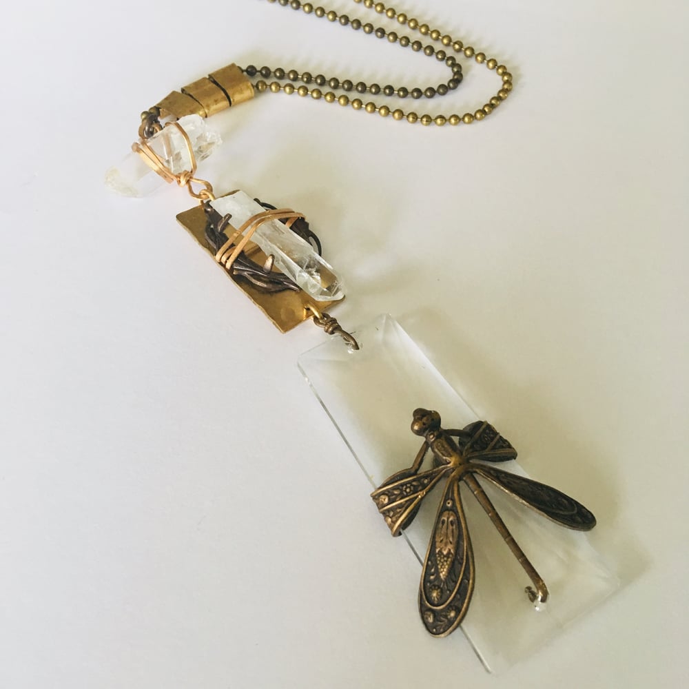 Image of Crystal Dragonfly Statement Necklace 