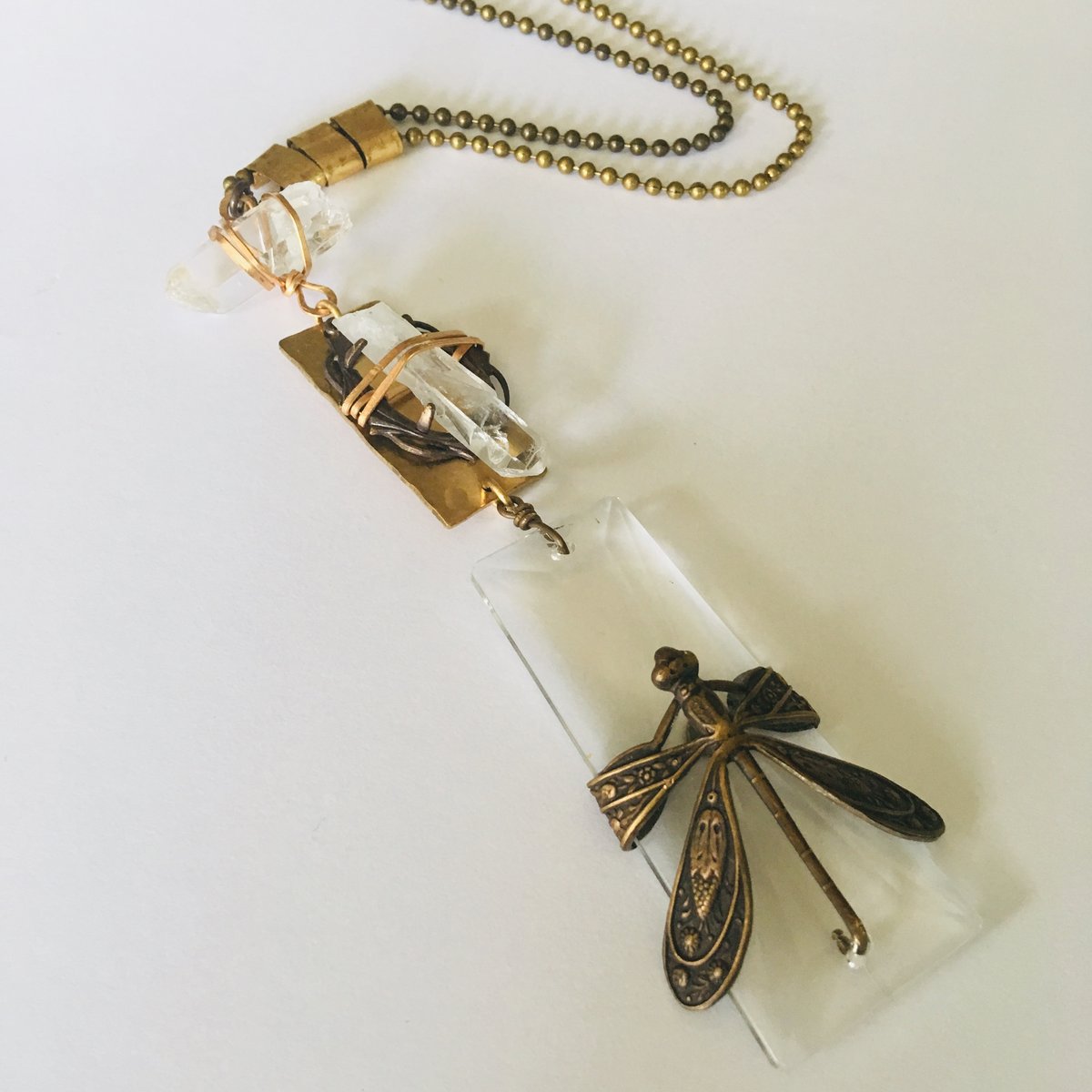 Image of Crystal Dragonfly Statement Necklace 