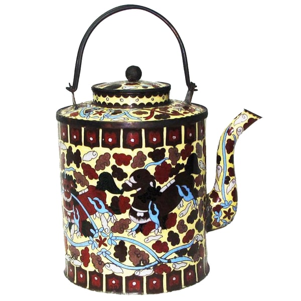 Image of BEAUTIFUL & VINTAGE LARGE CLOISONNE TEA POT