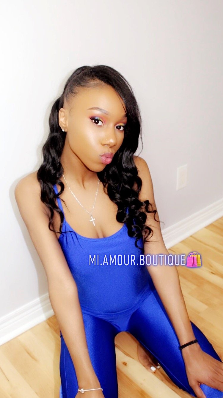 neon blue jumpsuit