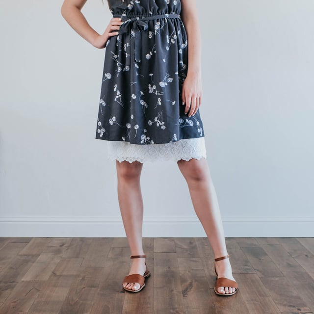 Image of FREESHIP Modest *Style1L* Opaque Lace Dress Extender HALF SLIP S-4XL